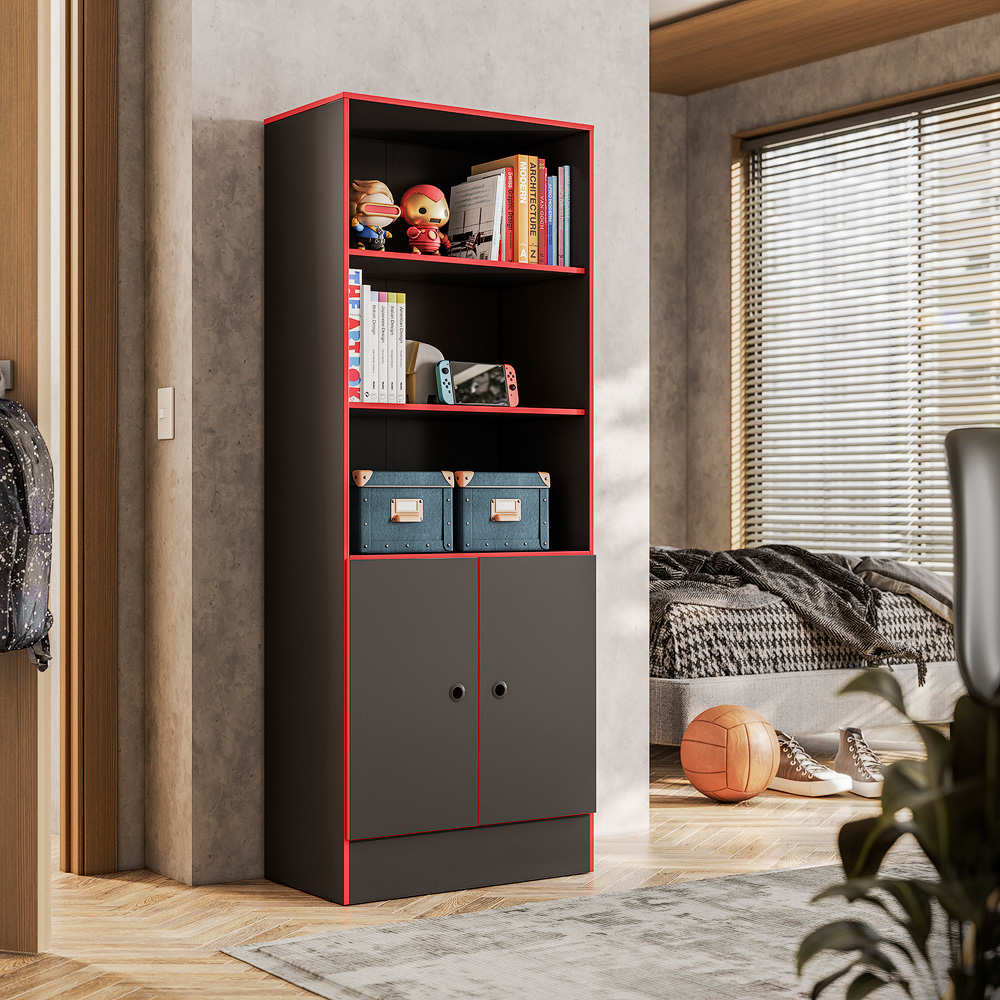 Armario Organizador Gorizia Preto Vermelho