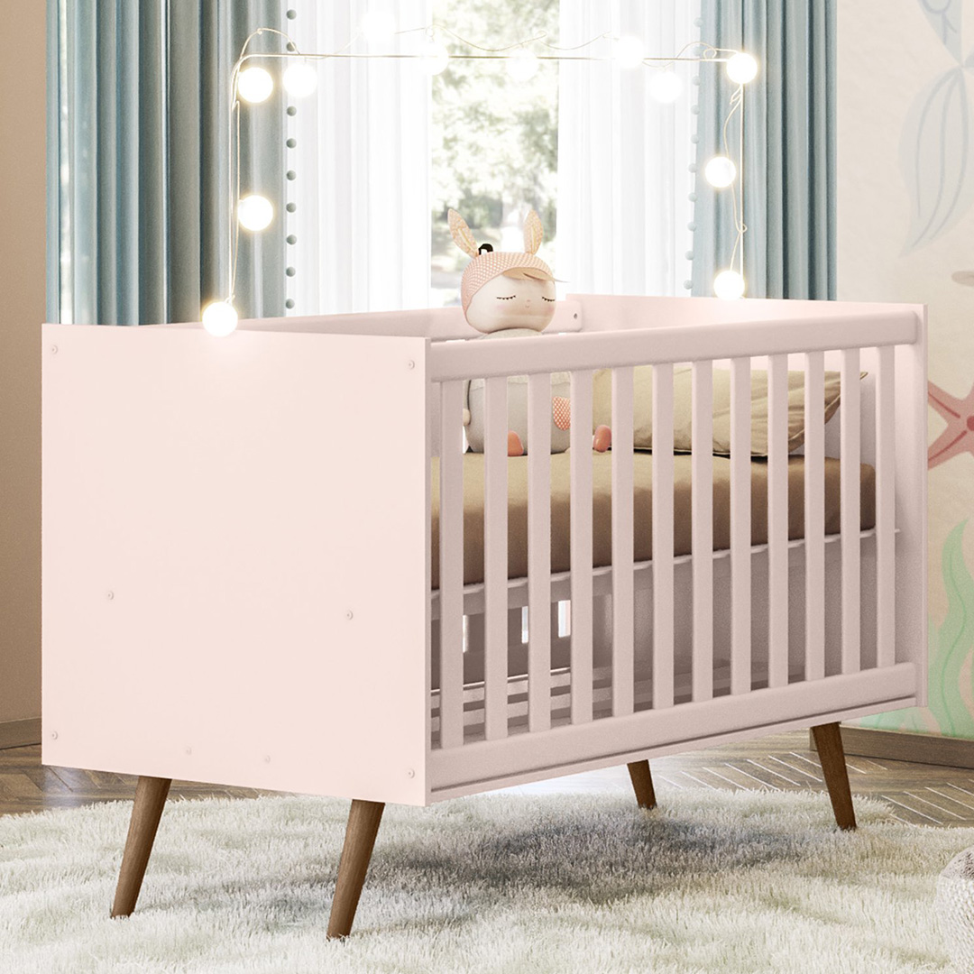 Berço Americano Mini Cama Retrô Q Encanto Rosa - Qmovi