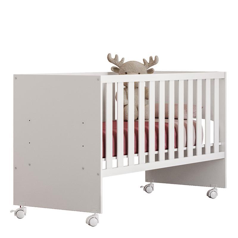 Berço Doce Sonho Reto Branco com Rodízios e Colchão Baby Physical - Qmovi