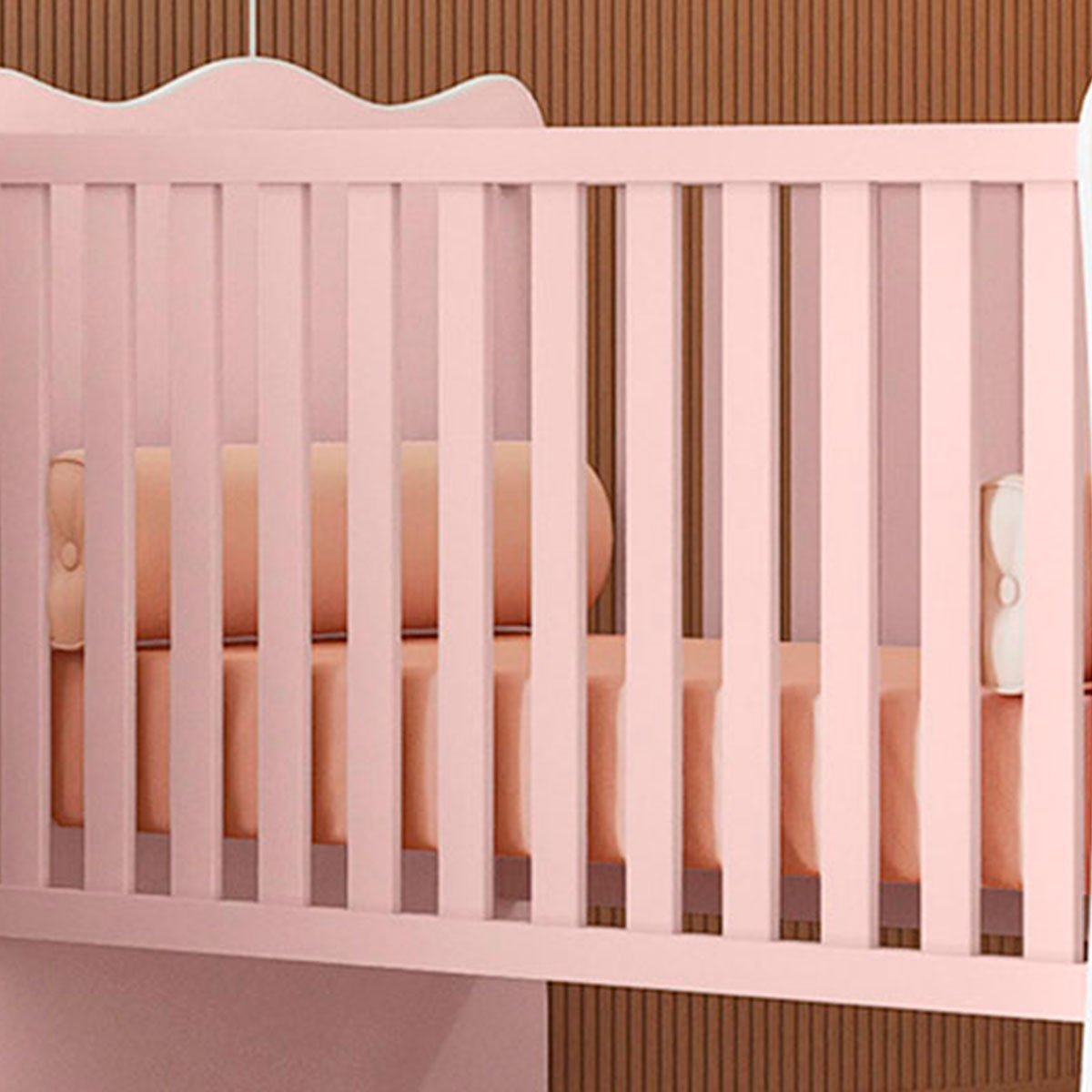 Berço Infantil MDP Doce Mel Rosa Acetinado