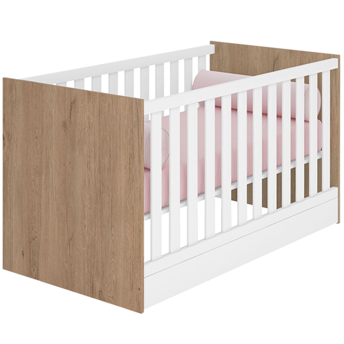 Berço Infantil Mini Cama MDP Doce Mel Carvalho/Branco