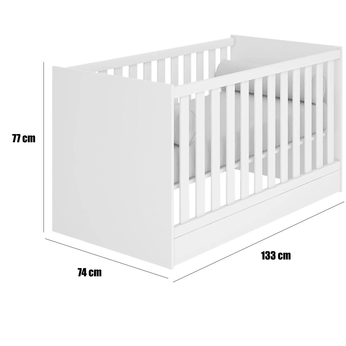 Berço Infantil Mini Cama MDP Doce Mel Carvalho/Branco