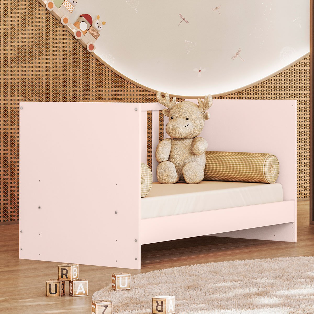 Berço Infantil Mini Cama MDP Doce Mel Rosa