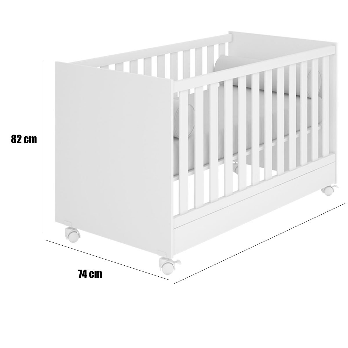 Berço Infantil Mini Cama MDP com Rodízios Doce Mel Rosa