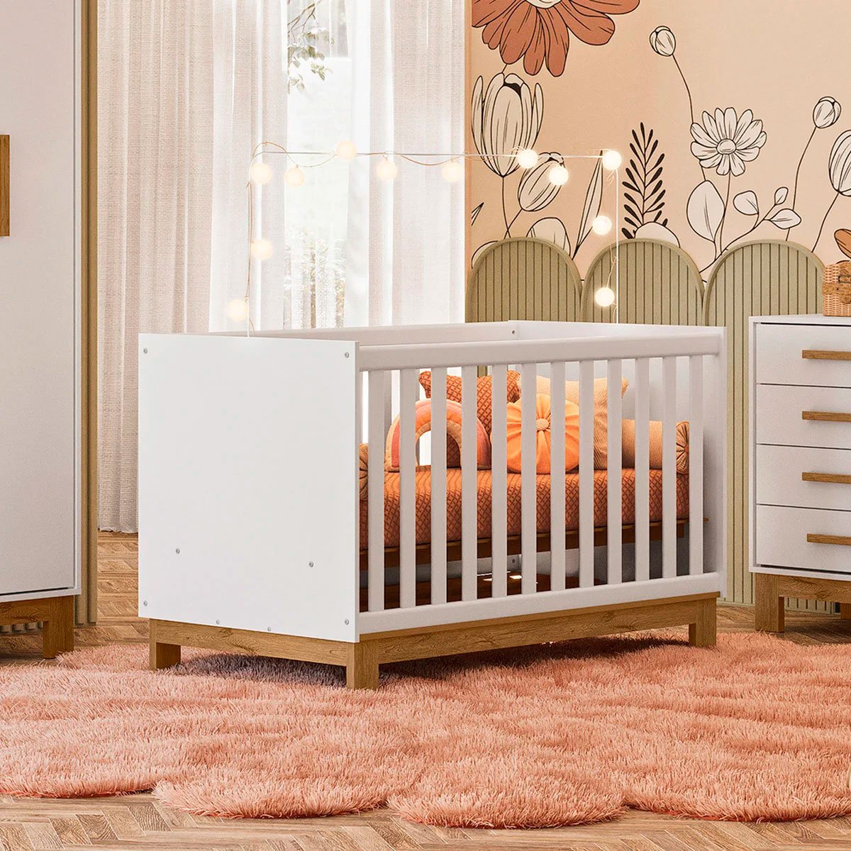 Berço Infantil Mini Cama MDP/MDF Feitiço Branco Acetinado