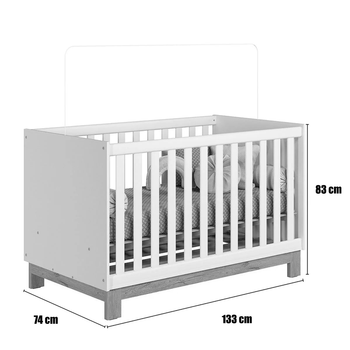 Berço Infantil Mini Cama MDP/MDF Feitiço Freijó/Branco Acetinado