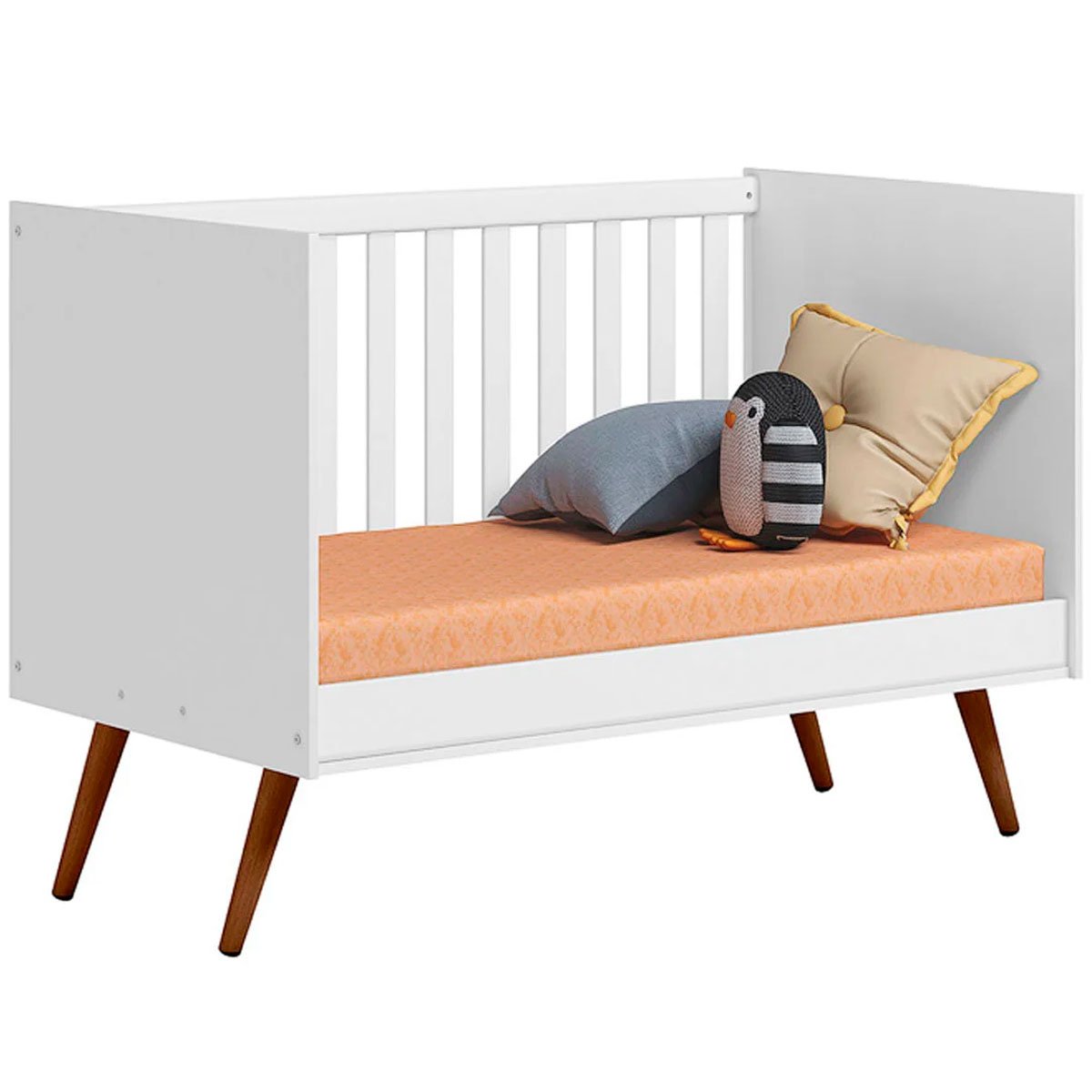 Berço Infantil Mini Cama MDP/MDF Magia Branco Acetinado