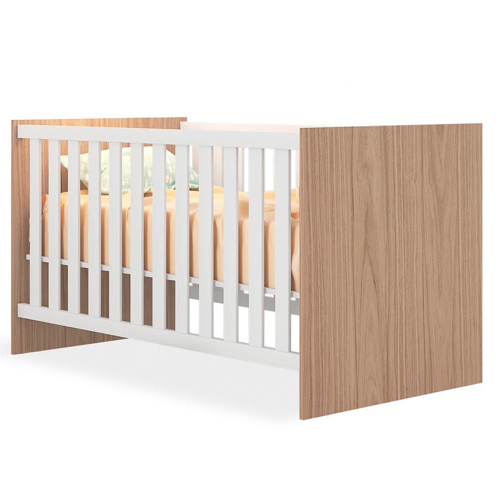 Berço Mini Cama Doce Sonho Carvalho/Branco - Qmovi
