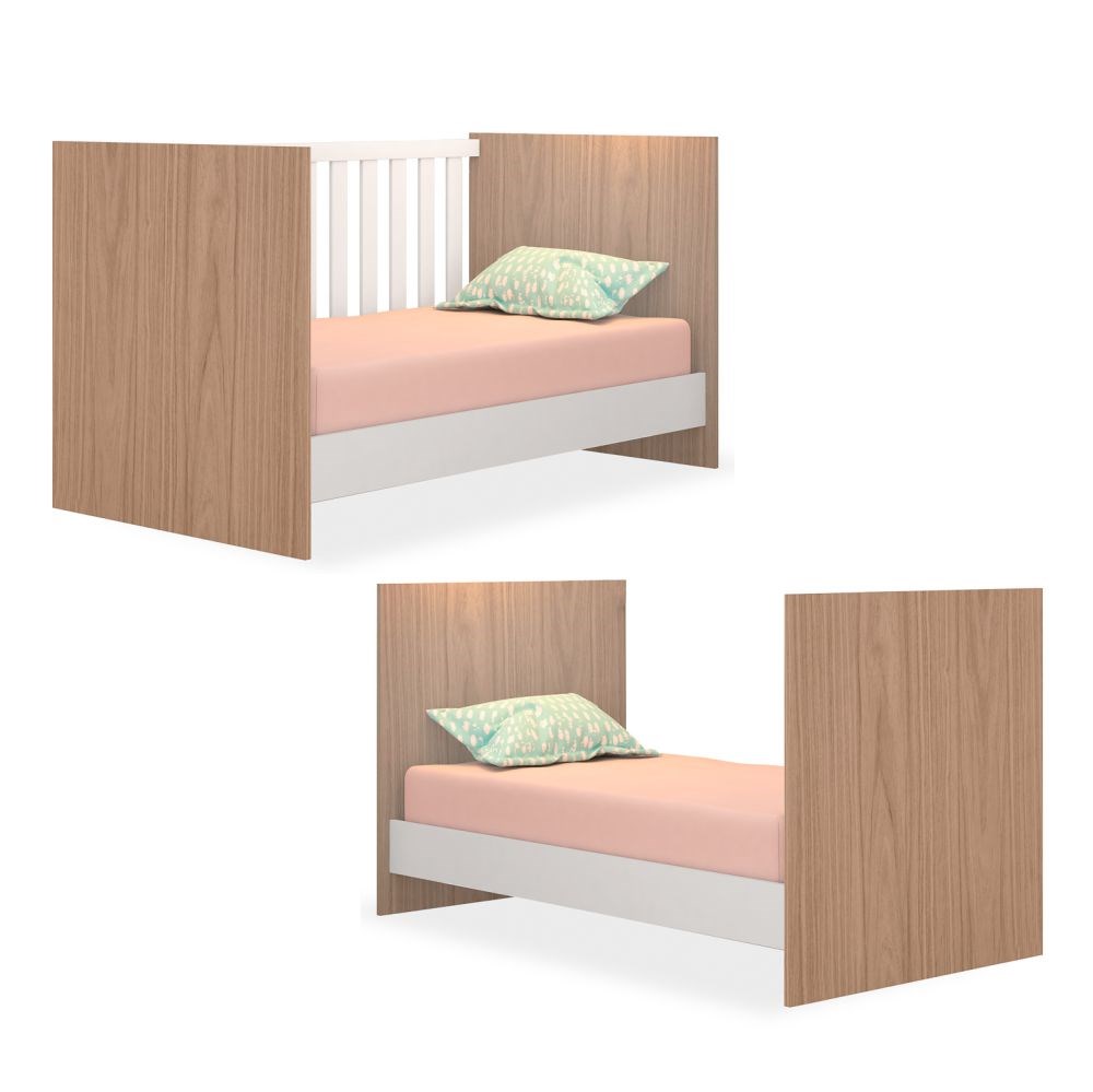Berço Mini Cama Doce Sonho Carvalho/Branco - Qmovi