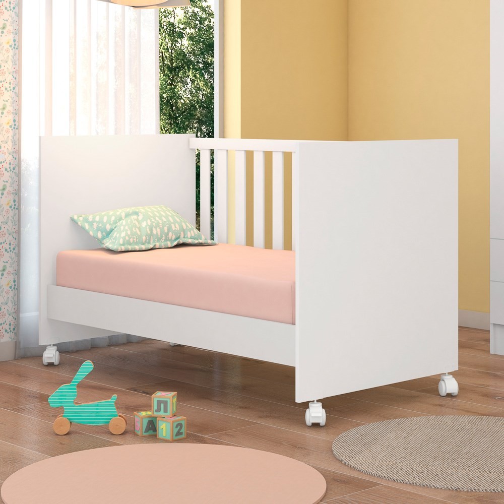 Berço Mini Cama Doce Sonho com Rodizios Certificado pelo Inmetro Branco - Qmovi