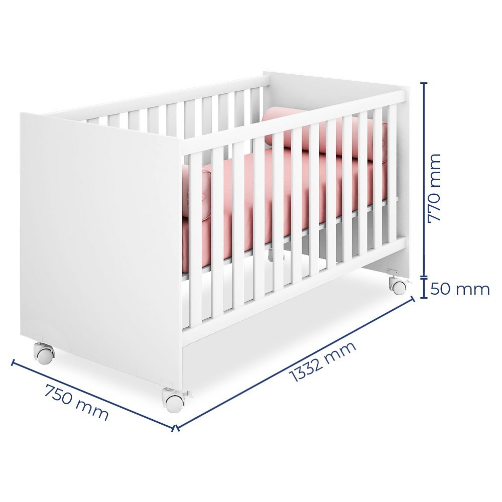 Berço Mini Cama Doce Sonho com Rodizios Certificado pelo Inmetro Branco - Qmovi