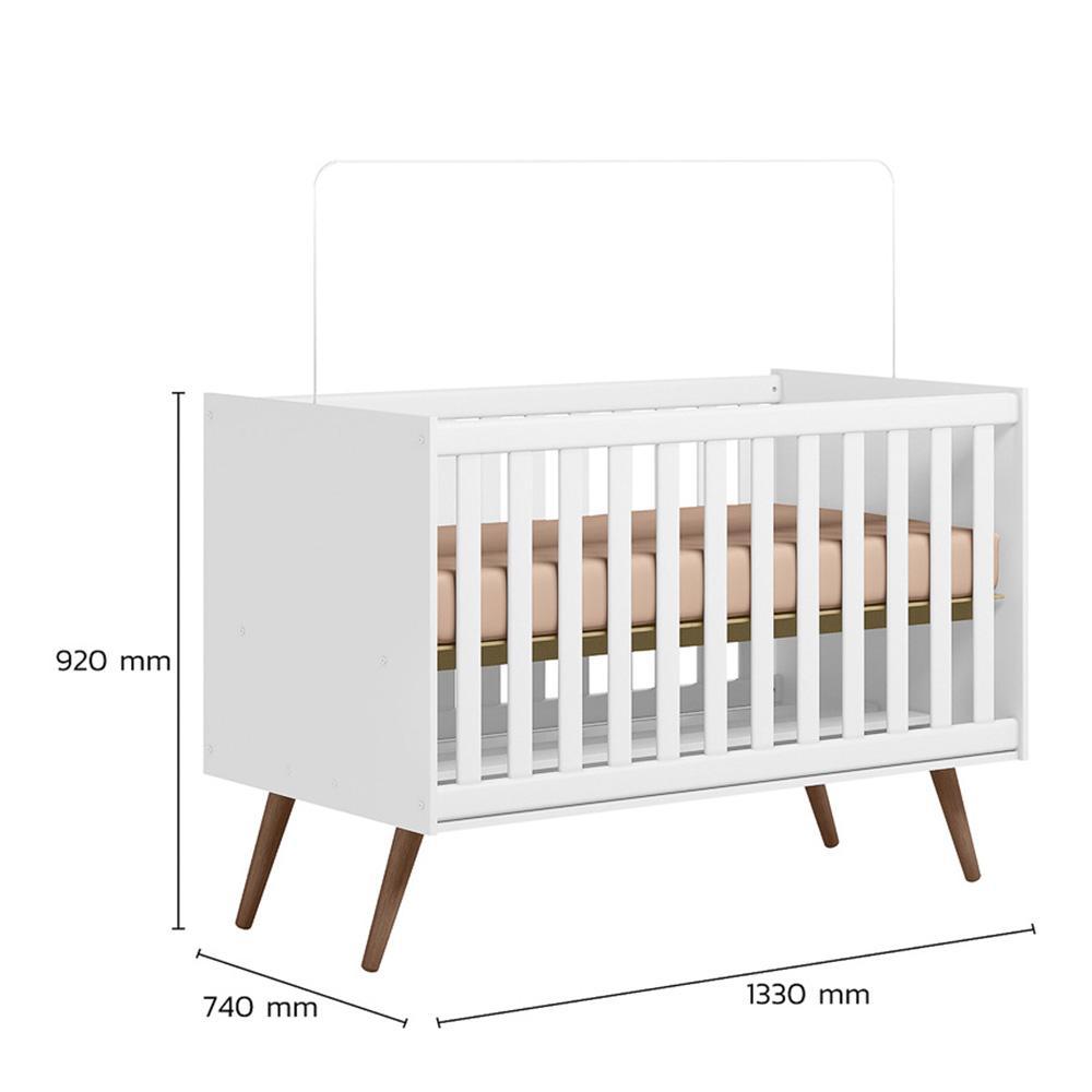 Berço Mini Cama Q Encanto Retrô Branco Acetinado com Colchão Baby Physical - Qmovi