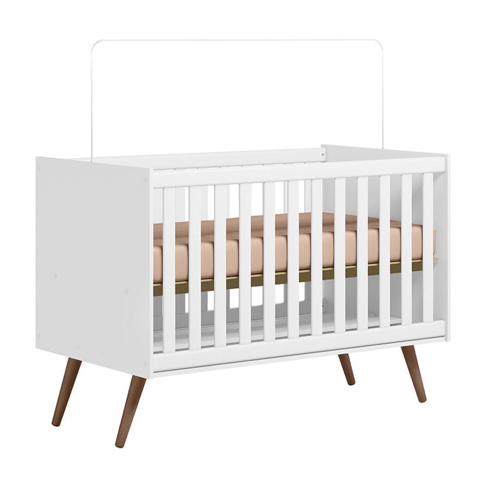 Berço Mini Cama Q Encanto Retrô Branco Acetinado com Colchão Supreme - Qmovi