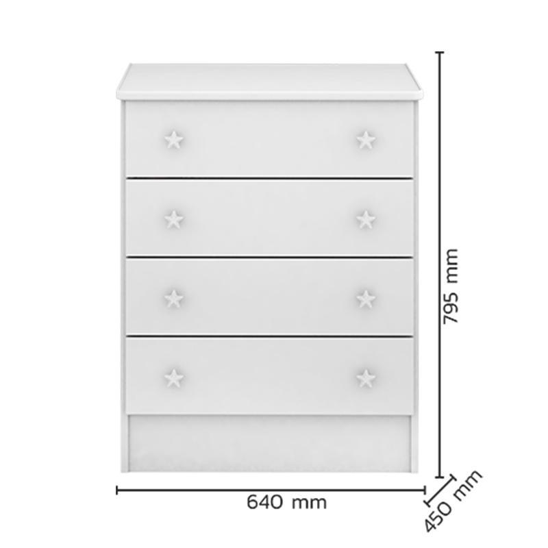 Cômoda Infantil 4 Gavetas Doce Sonho Branco - Qmovi