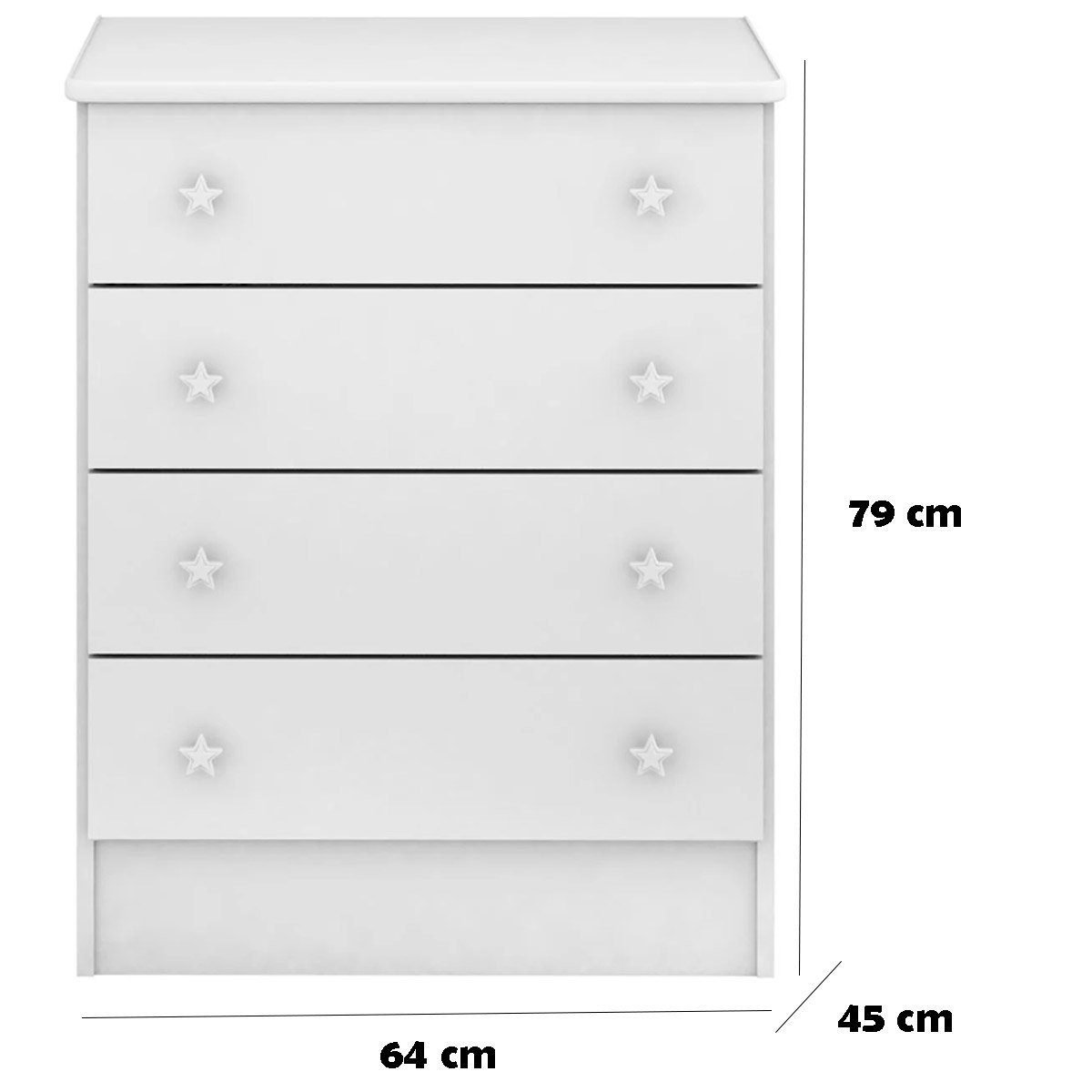 Cômoda Infantil 4 Gavetas MDP Doce Mel Branco