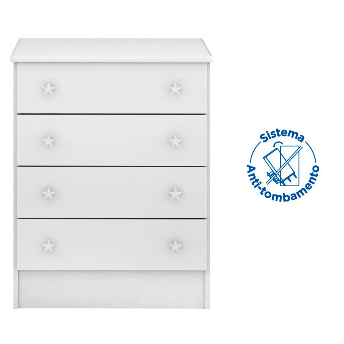 Cômoda Infantil 4 Gavetas MDP Doce Mel Branco