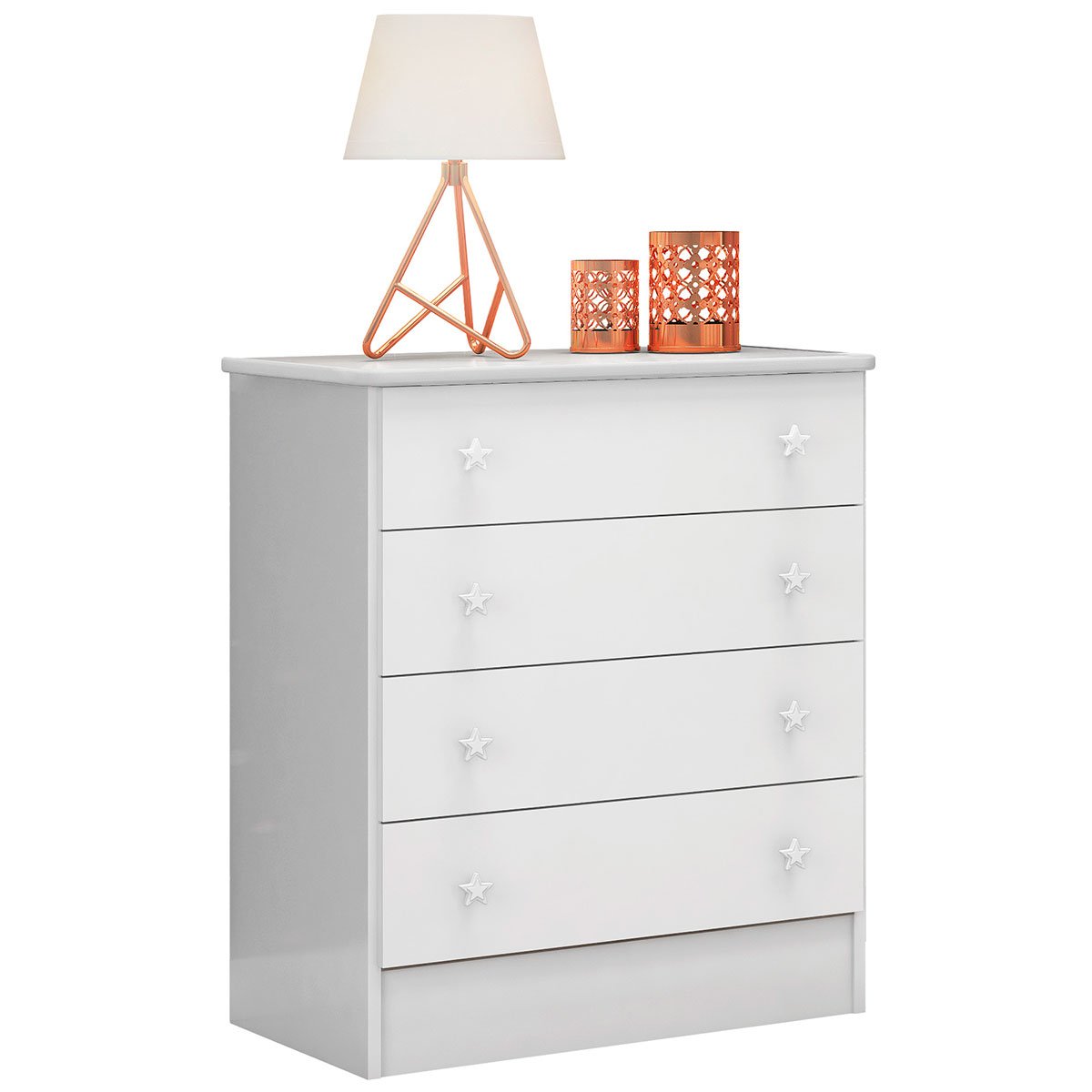 Cômoda Infantil 4 Gavetas MDP Doce Mel Branco