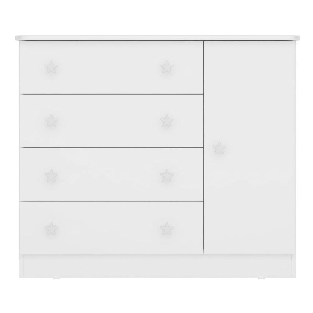 Cômoda Infantil Doce Sonho 1 Porta 4 Gavetas Branco - Qmovi