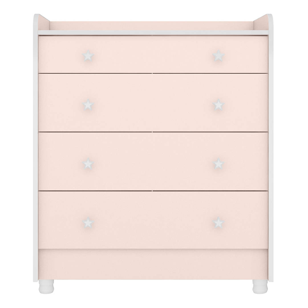 Cômoda Infantil com Trocador 4 Gavetas Doce Sonho Rosa - Qmovi