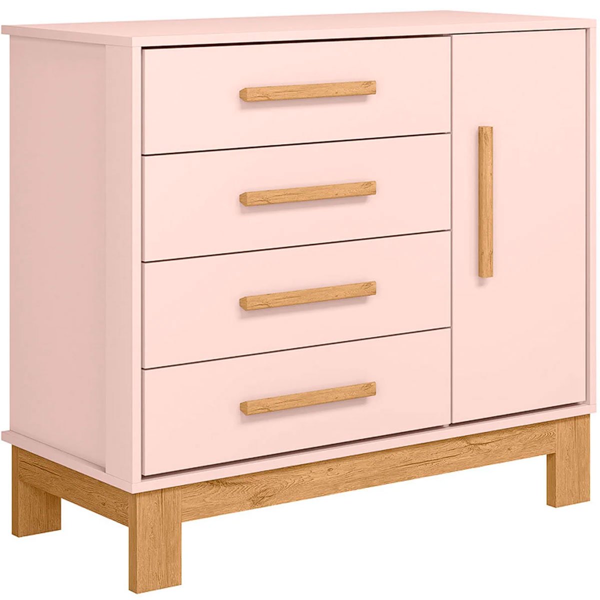 Cômoda Sapateira Infantil 1 Porta 4 Gavetas Feitiço Rosa