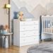 Cômoda com Trocador Infantil 4 Gavetas Doce Mel Branco