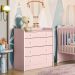 Cômoda com Trocador Infantil 4 Gavetas Doce Mel Rosa