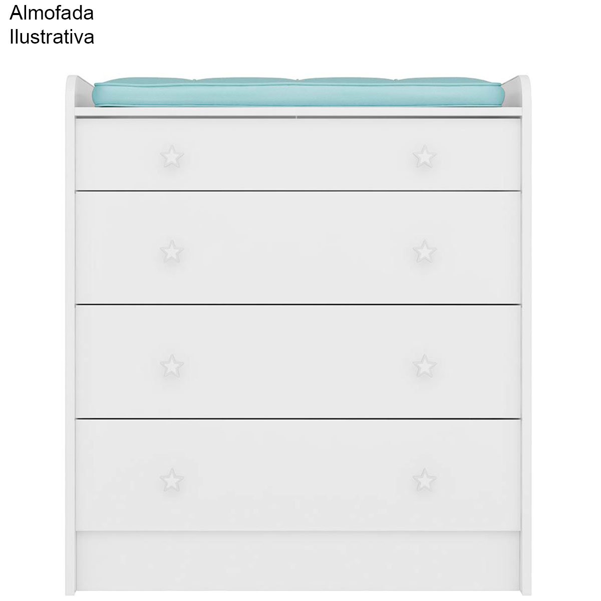 Cômoda com Trocador Infantil 4 Gavetas e Pés Doce Mel Branco