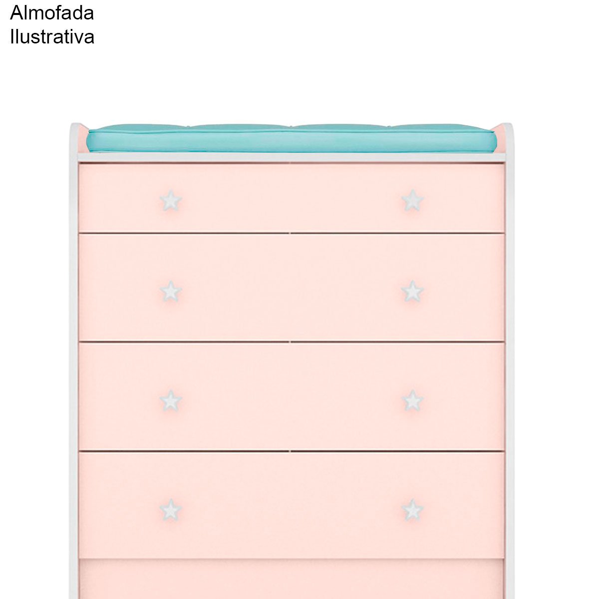 Cômoda com Trocador Infantil 4 Gavetas e Pés Doce Mel Rosa Acetinado