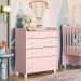 Cômoda com Trocador Infantil 4 Gavetas e Pés Doce Mel Rosa Acetinado