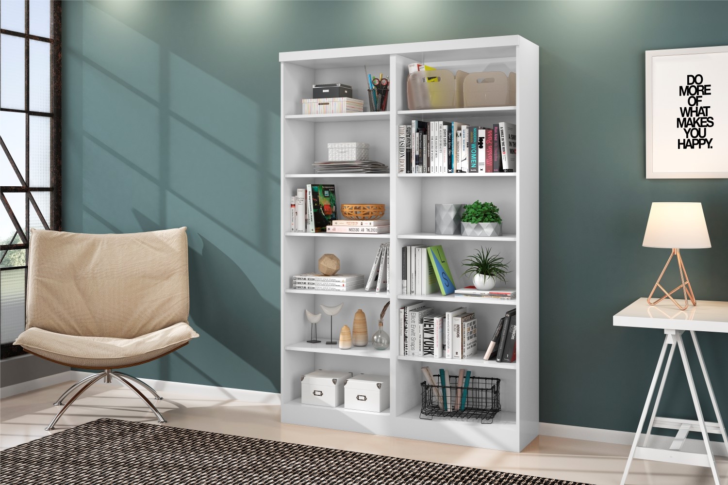 Conjunto 2 Estantes Livreiro Birmingham Branco