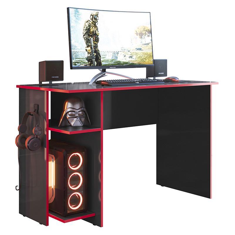 Conjunto Gamer Armário 2 Portas e Mesa para Computador 3875 Preto/Vermelho - Qmovi