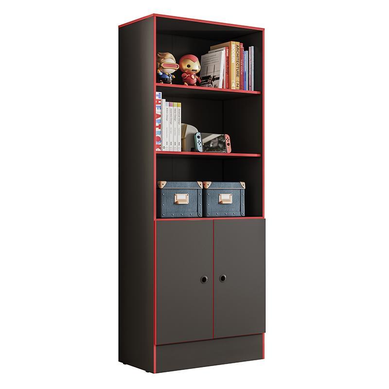 Conjunto Gamer Armário 2 Portas e Mesa para Computador 3875 Preto/Vermelho - Qmovi