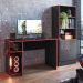 Conjunto Gamer Mesa e Armario Conquest Preto Fosco Vermelho