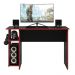 Conjunto Gamer Mesa e Armario Conquest Preto Fosco Vermelho