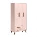Conjunto Quarto Infantil Retro Berço e Guarda Roupa Parla Rosa