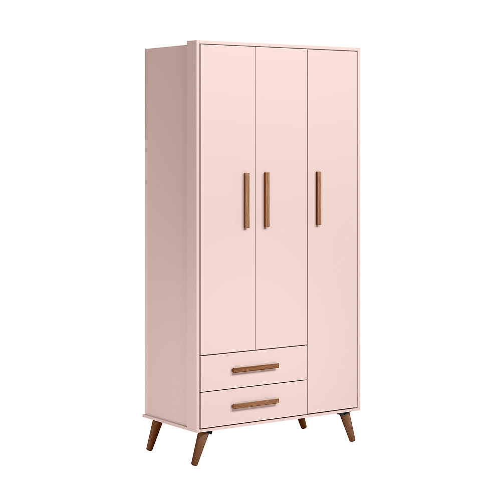 Conjunto Quarto Infantil Retro Berço e Guarda Roupa Parla Rosa