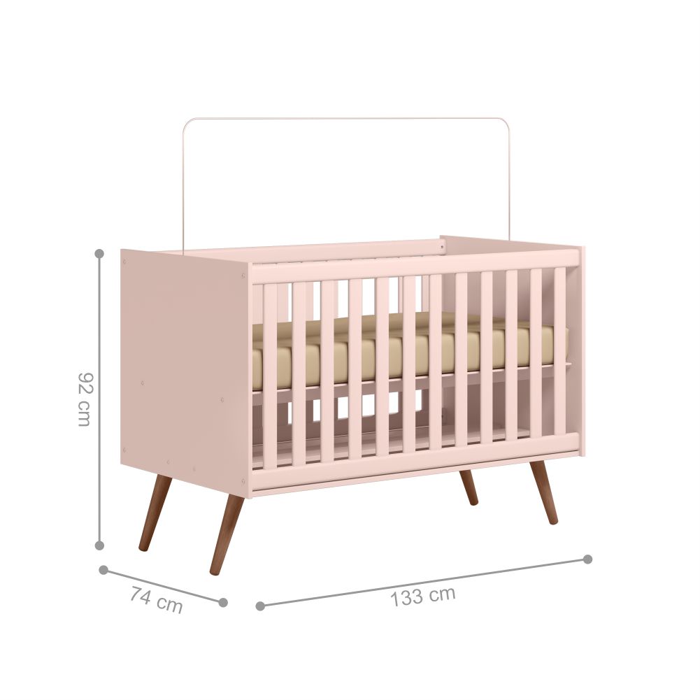 Conjunto Quarto Infantil Retro Sevilha Rosa com Colchao