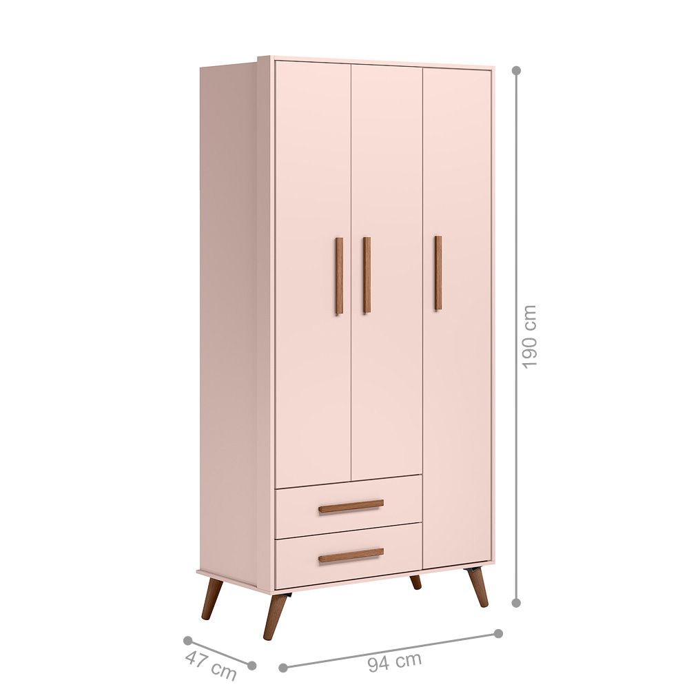 Conjunto Quarto Infantil Retro Sevilha Rosa com Colchao
