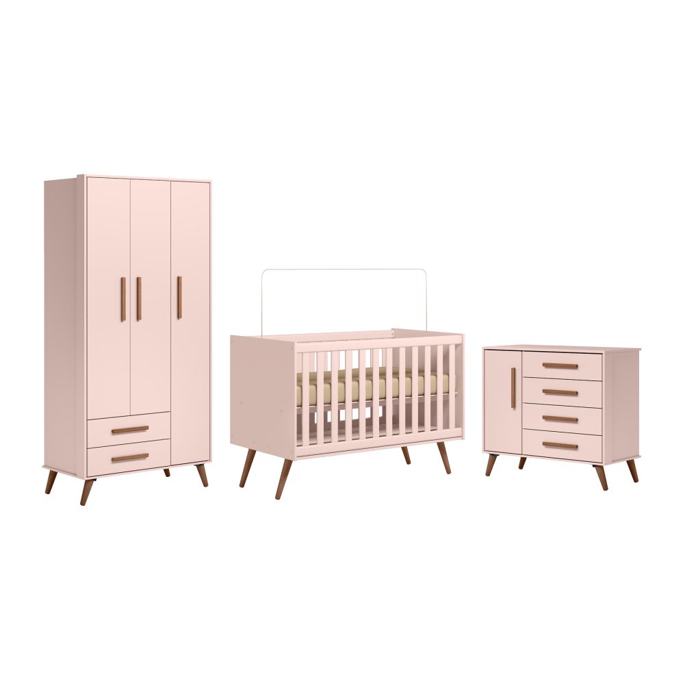 Conjunto Quarto Infantil Retro Toronto Rosa
