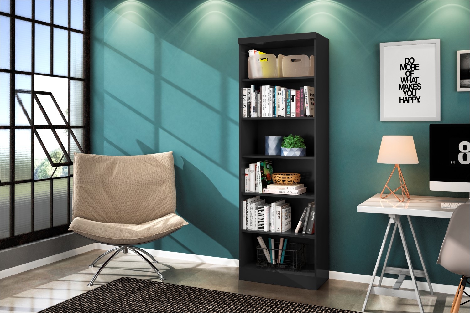 Estante Livreiro Huntington Preto Fosco