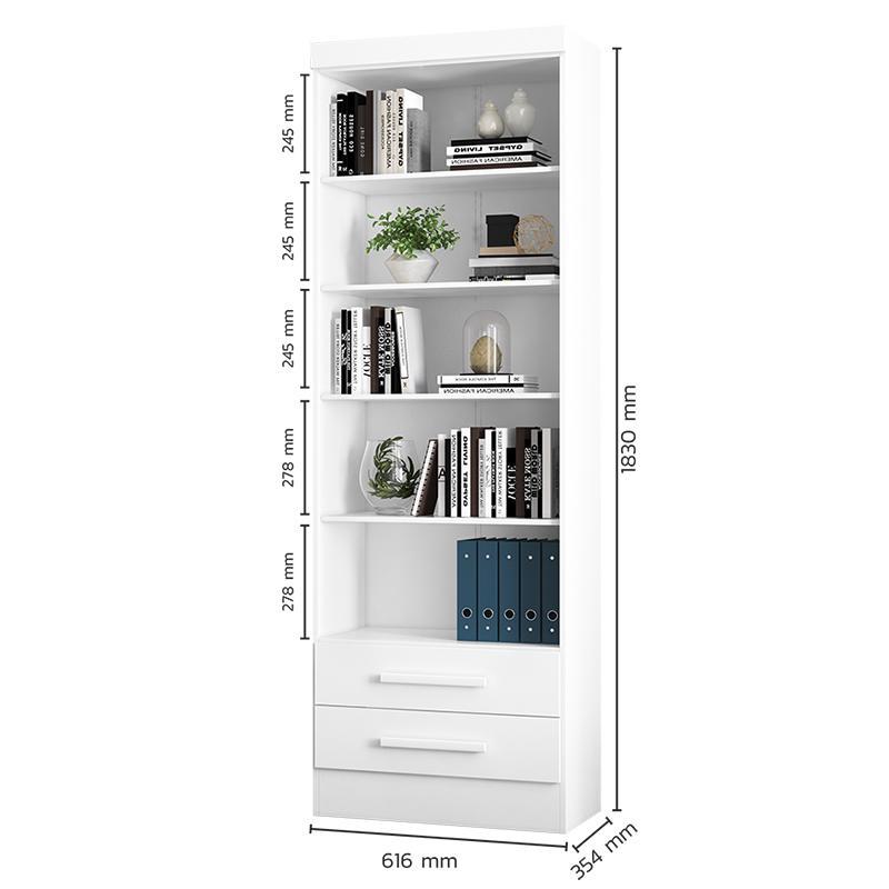 Estante Livreiro com 2 Gavetas 3420 Branco - Qmovi