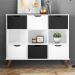 Estante Nicho Vintage Sabina Branco com Gavetas Brancas e Pretas