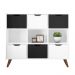 Estante Nicho Vintage Sabina Branco com Gavetas Brancas e Pretas
