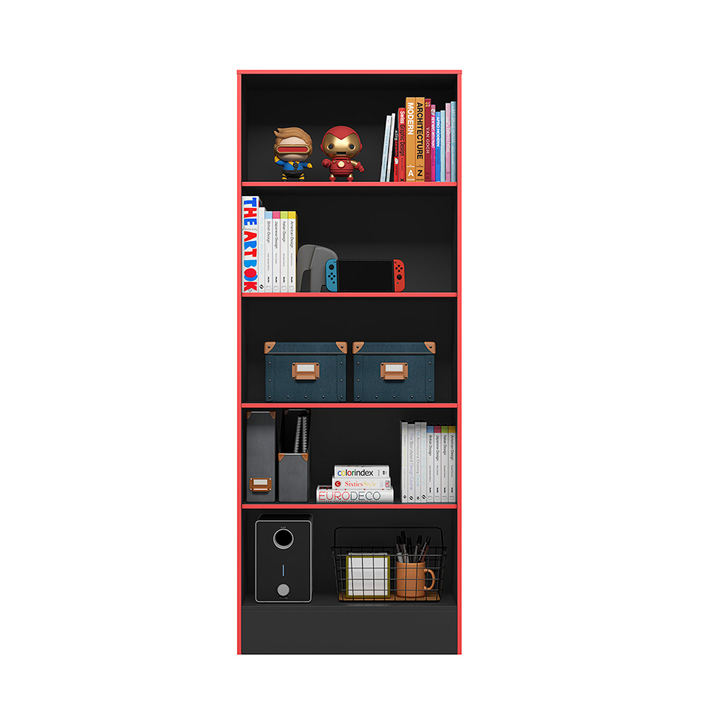 Estante para Livros Cosenza Preto Vermelho