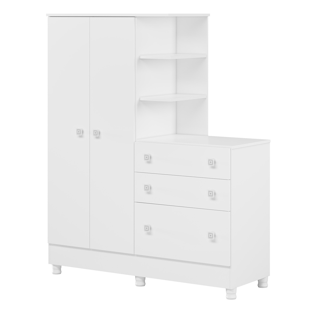 Guarda Roupa Cômoda Infantil Doce Sonho Branco - Qmovi