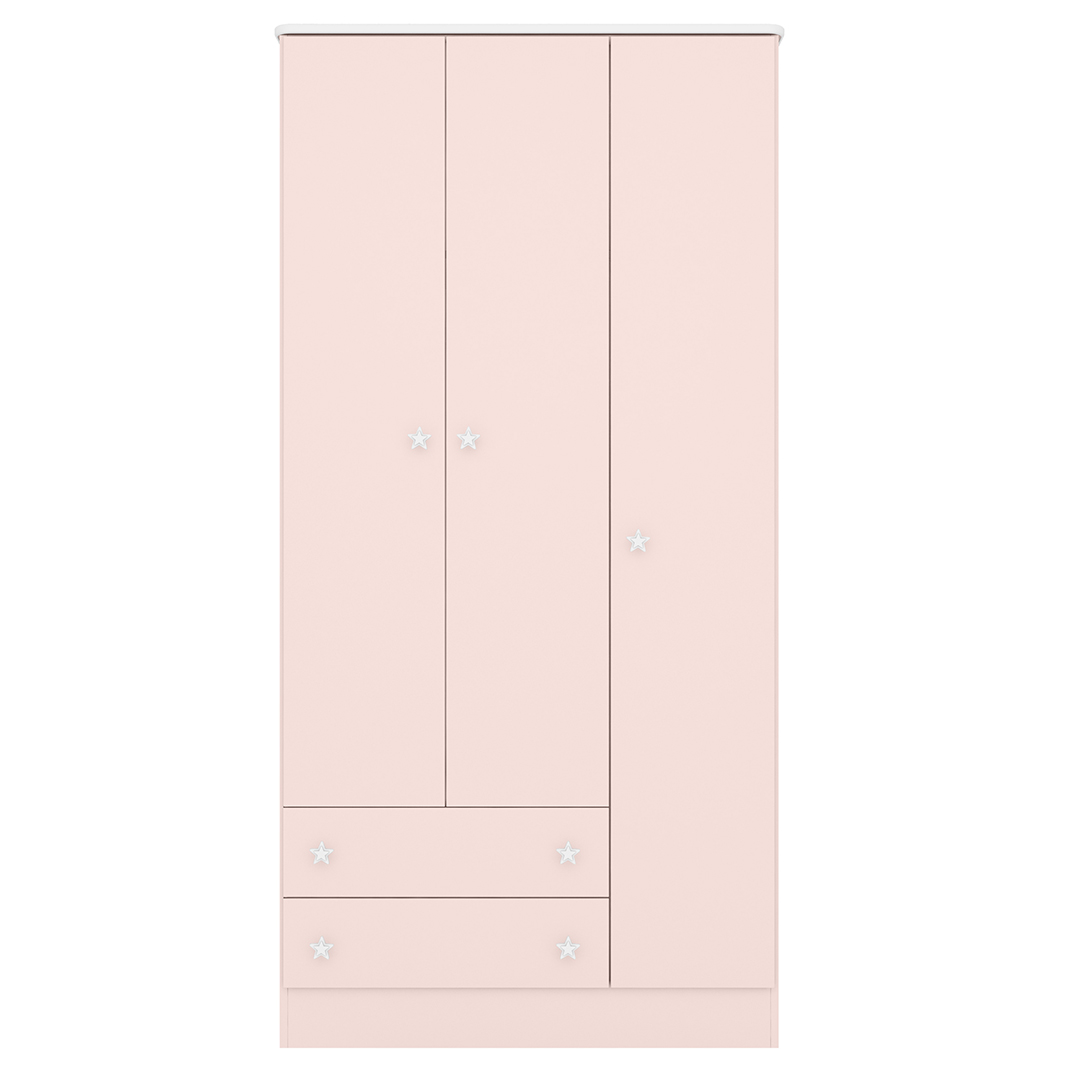 Guarda Roupa Infantil 3 Portas 2 Gavetas Doce Sonho Rosa - Qmovi