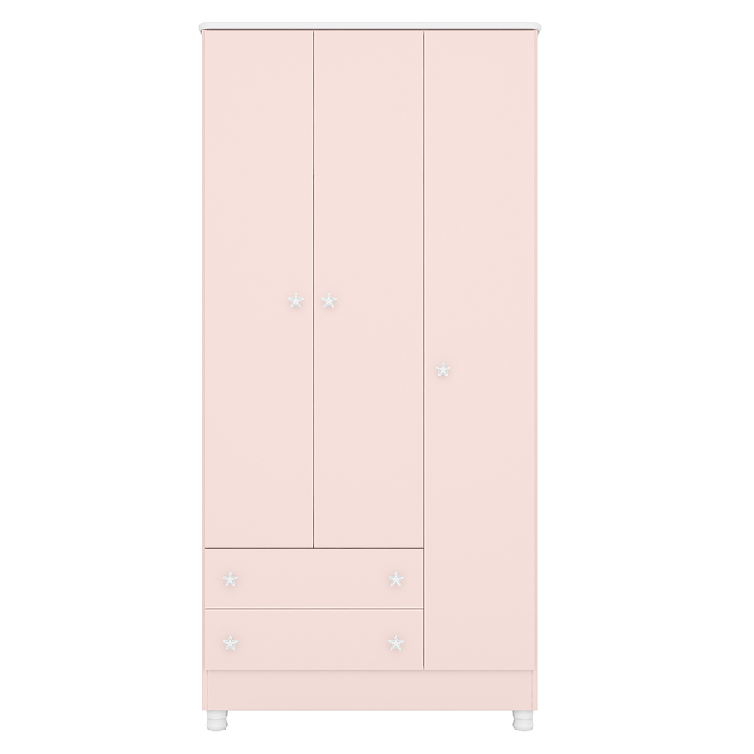 Guarda Roupa Infantil 3 Portas 2 Gavetas Doce Sonho Rosa - Qmovi