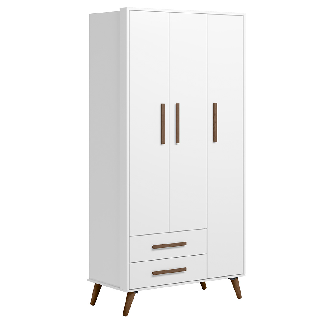 Guarda Roupa Infantil 3 Portas Retrô Q Encanto Branco - Qmovi