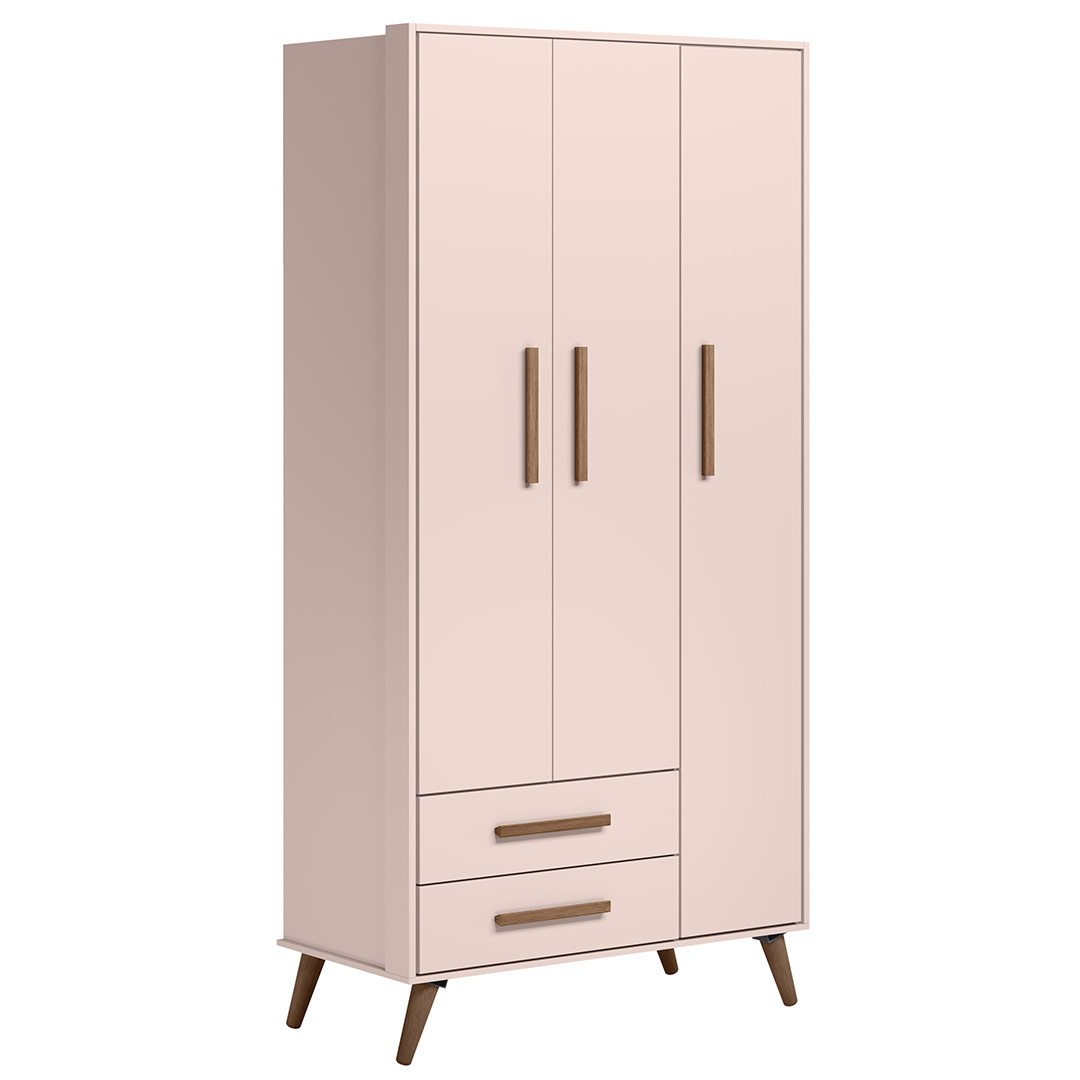 Guarda Roupa Infantil 3 Portas Retrô Q Encanto Rosa - Qmovi
