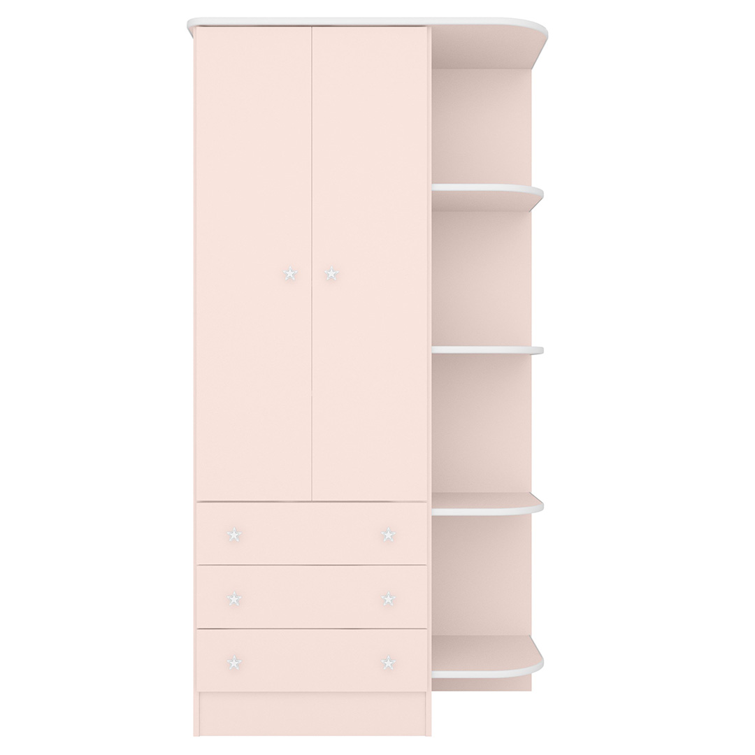 Guarda Roupa Infantil Com Cantoneira Doce Sonho Rosa - Qmovi